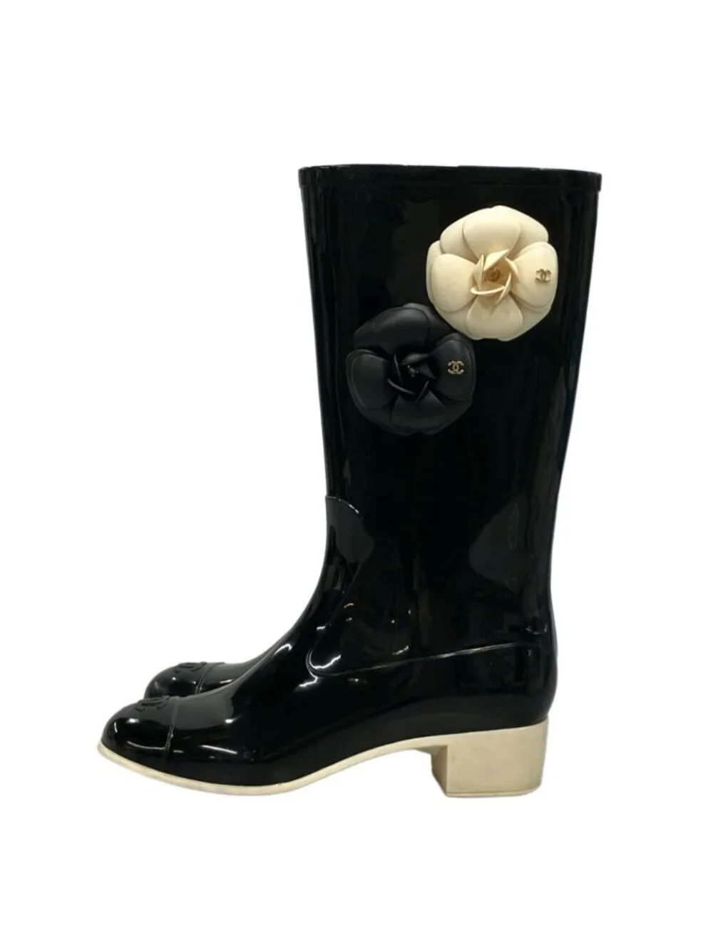 Chanel Rain Boots Camellia CC Logo